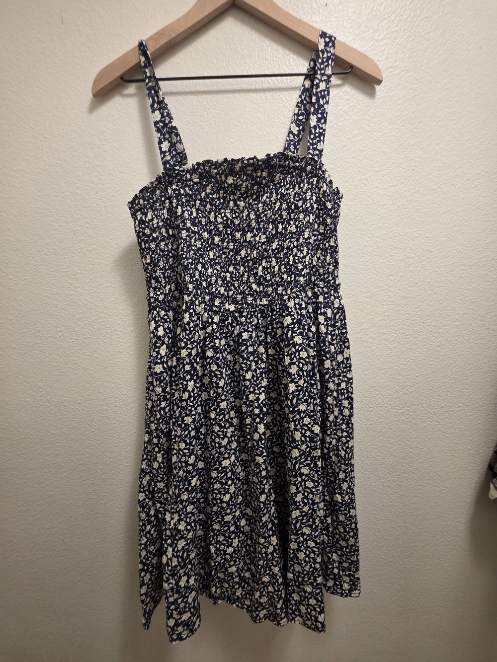 torrid Navy & Cream White Floral Mini Dress with Smocked Bodice